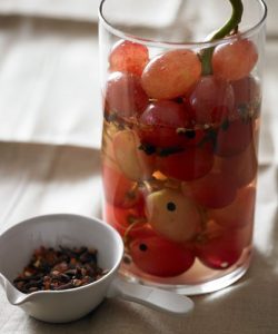 Grapes in a glass with water