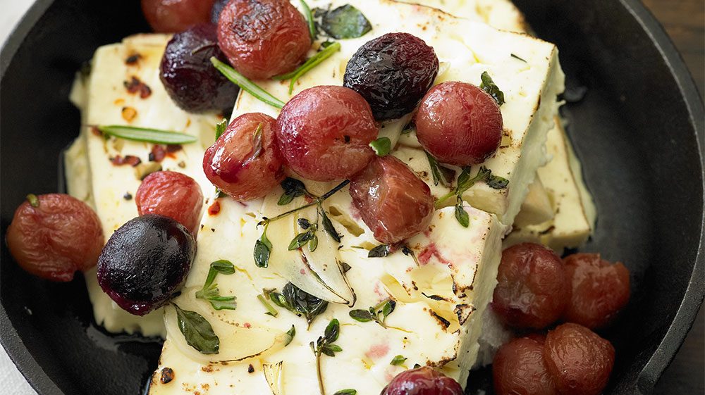 baked-feta-cheese-with-roasted-grapes