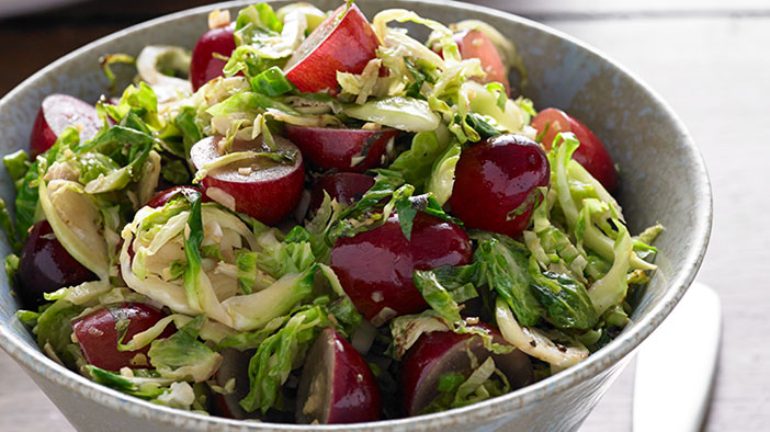 garlic-ginger-brussels-sprouts-and-grapes