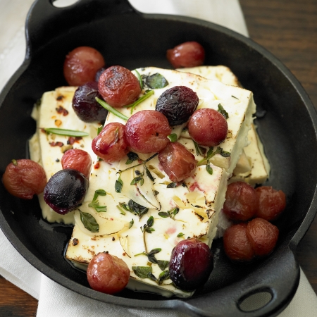 Baked feta with grapes