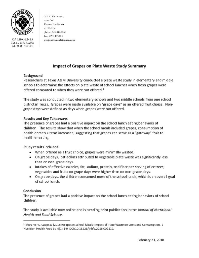 thumbnail of impact-of-grapes-on-plate-waste-study-summary