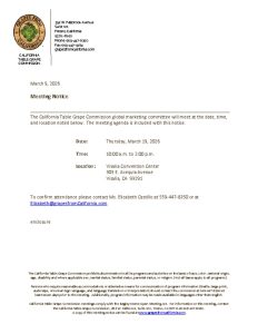 Global Marketing Committee Meeting