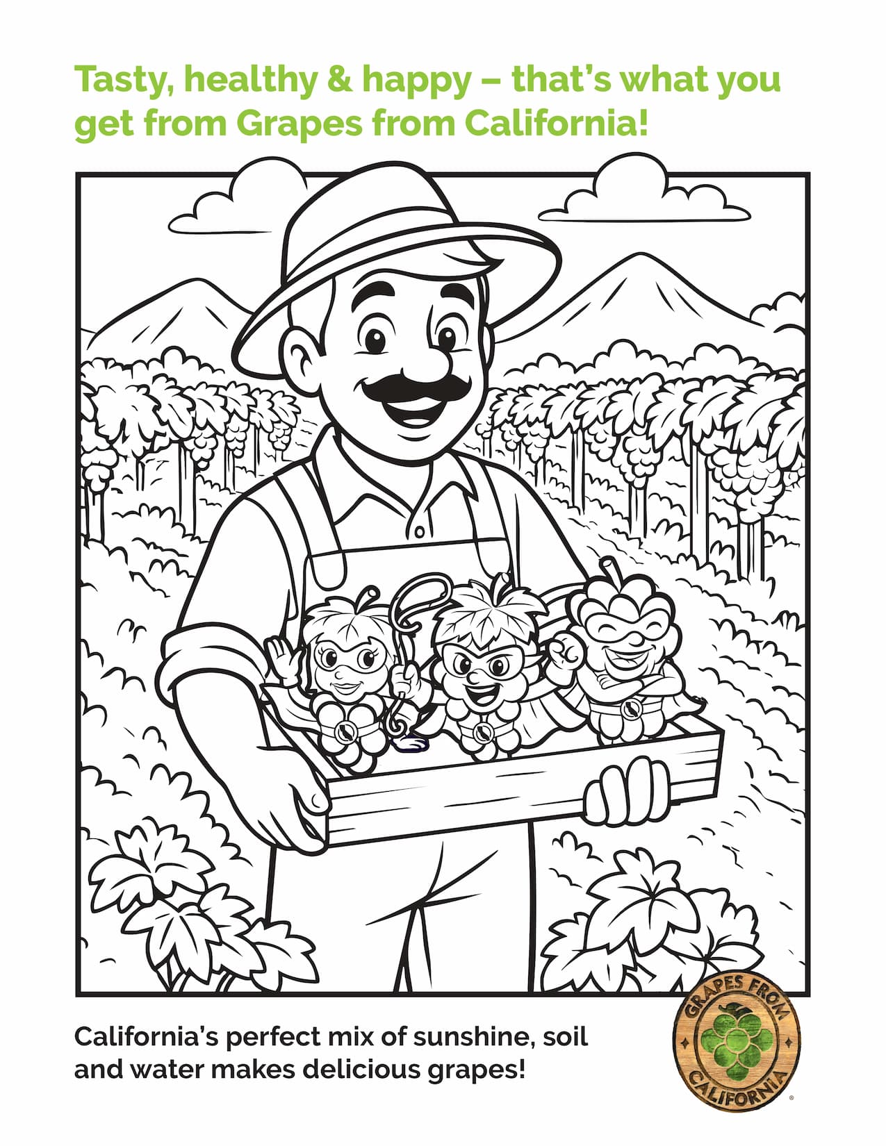 california grapes coloring sheet page